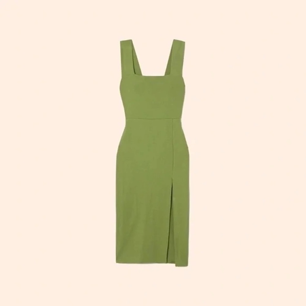 Reformation Cassie avocado green Square Neck Midi Dress - Picture 2 of 6